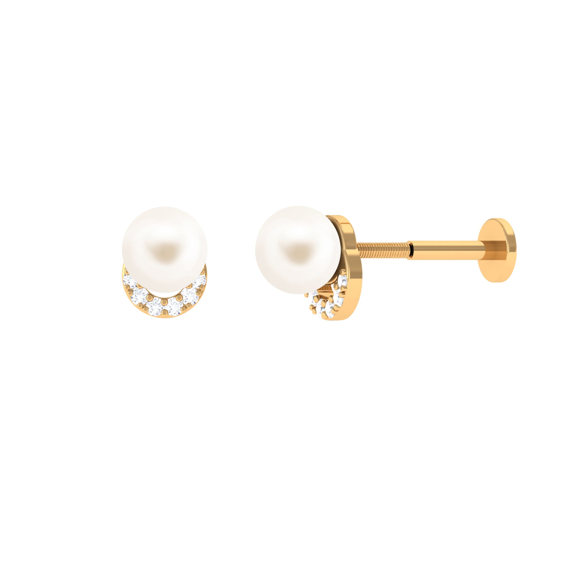 Arisha Jewels-Unique Freshwater Pearl Solitaire Helix Earring with Diamond