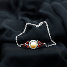 South Sea Pearl Silver Chain Bracelet with Garnet - Arisha Jewels