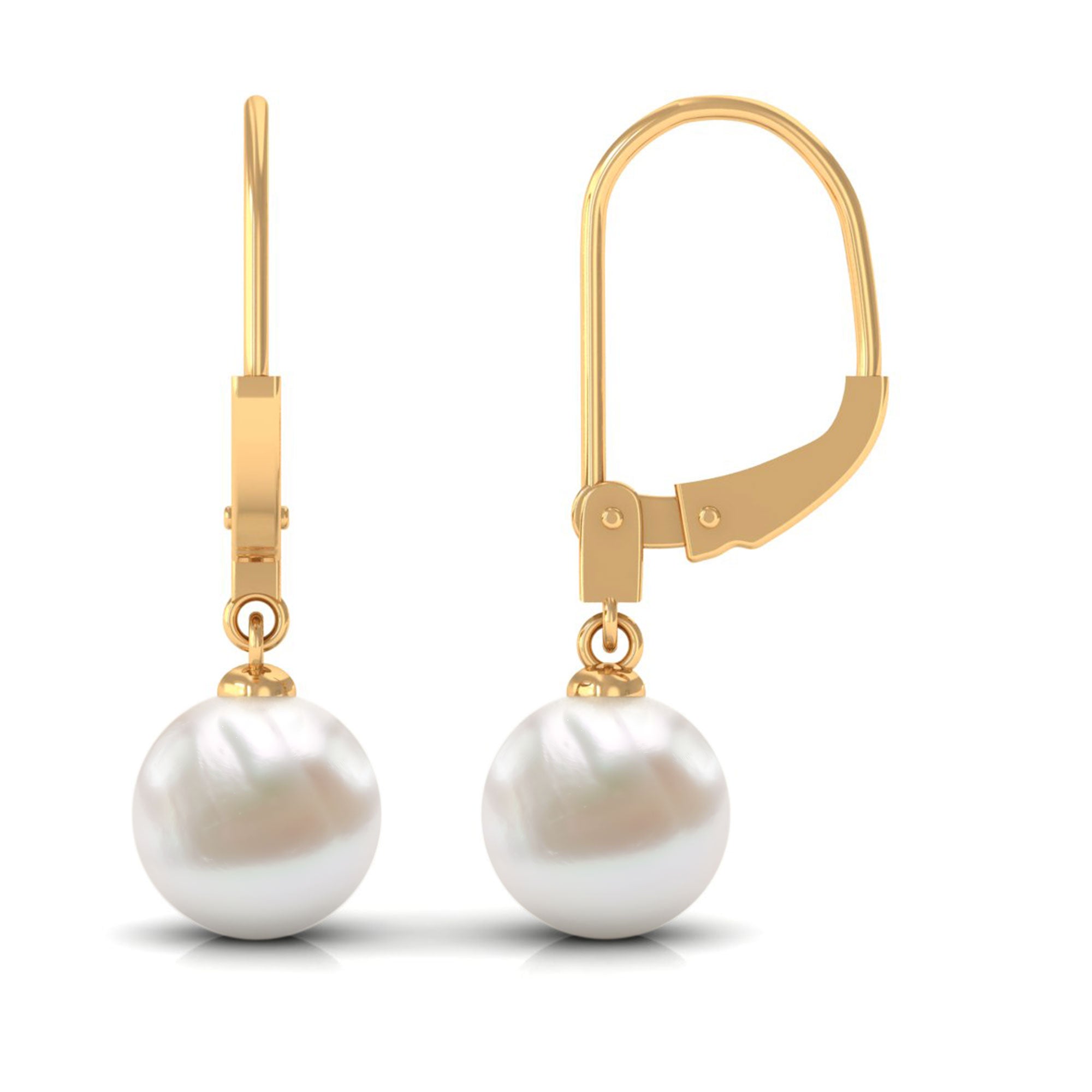 Arisha Jewels-White Pearl Drop Earrings with Lever Back Closure