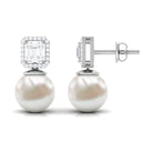 Arisha Jewels-Classic Freshwater Pearl Drop Earrings with Diamond