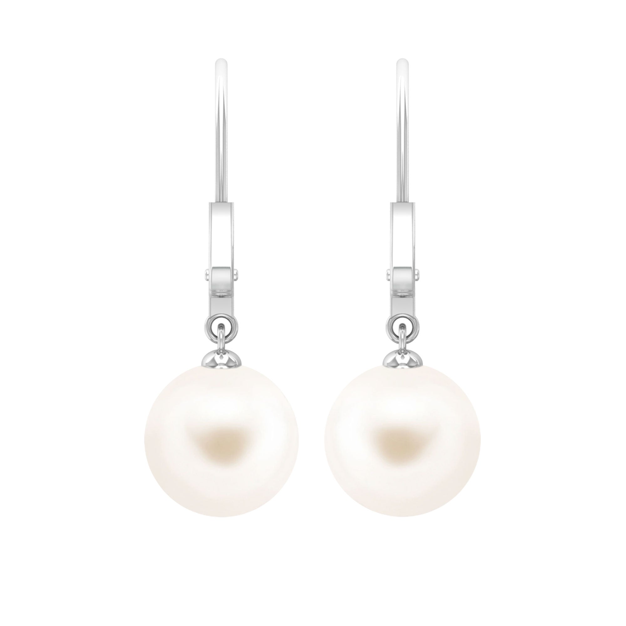 Arisha Jewels-White Pearl Drop Earrings with Lever Back Closure