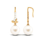 Arisha Jewels-Nature Inspired Freshwater Pearl Drop Earrings with Diamond