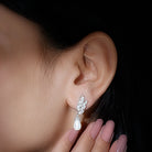 Arisha Jewels-Certified Natural Freshwater Pearl Teardrop Dangle Earrings with Moissanite