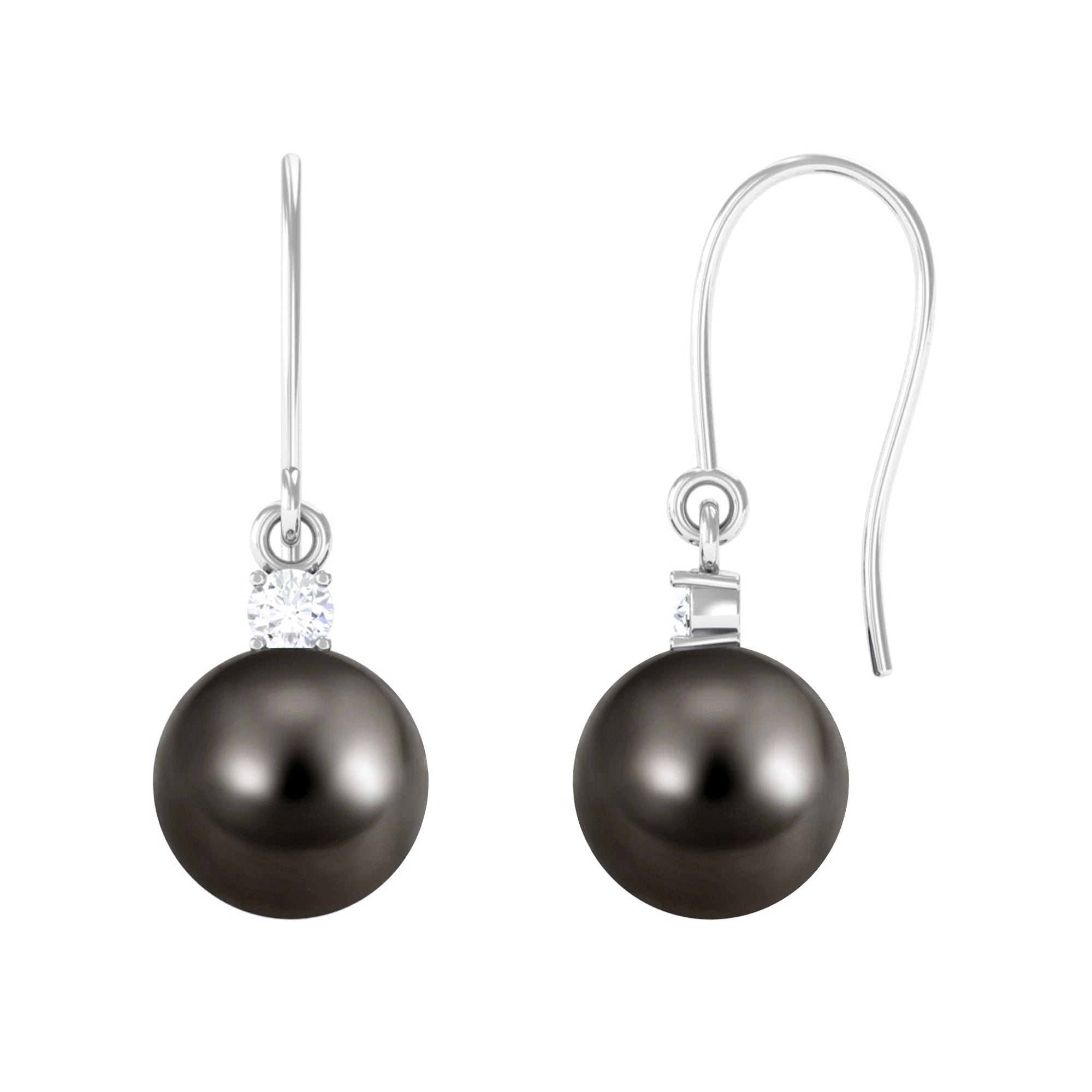 Arisha Jewels-Solitaire Tahitian Pearl Drop Earrings with Diamond