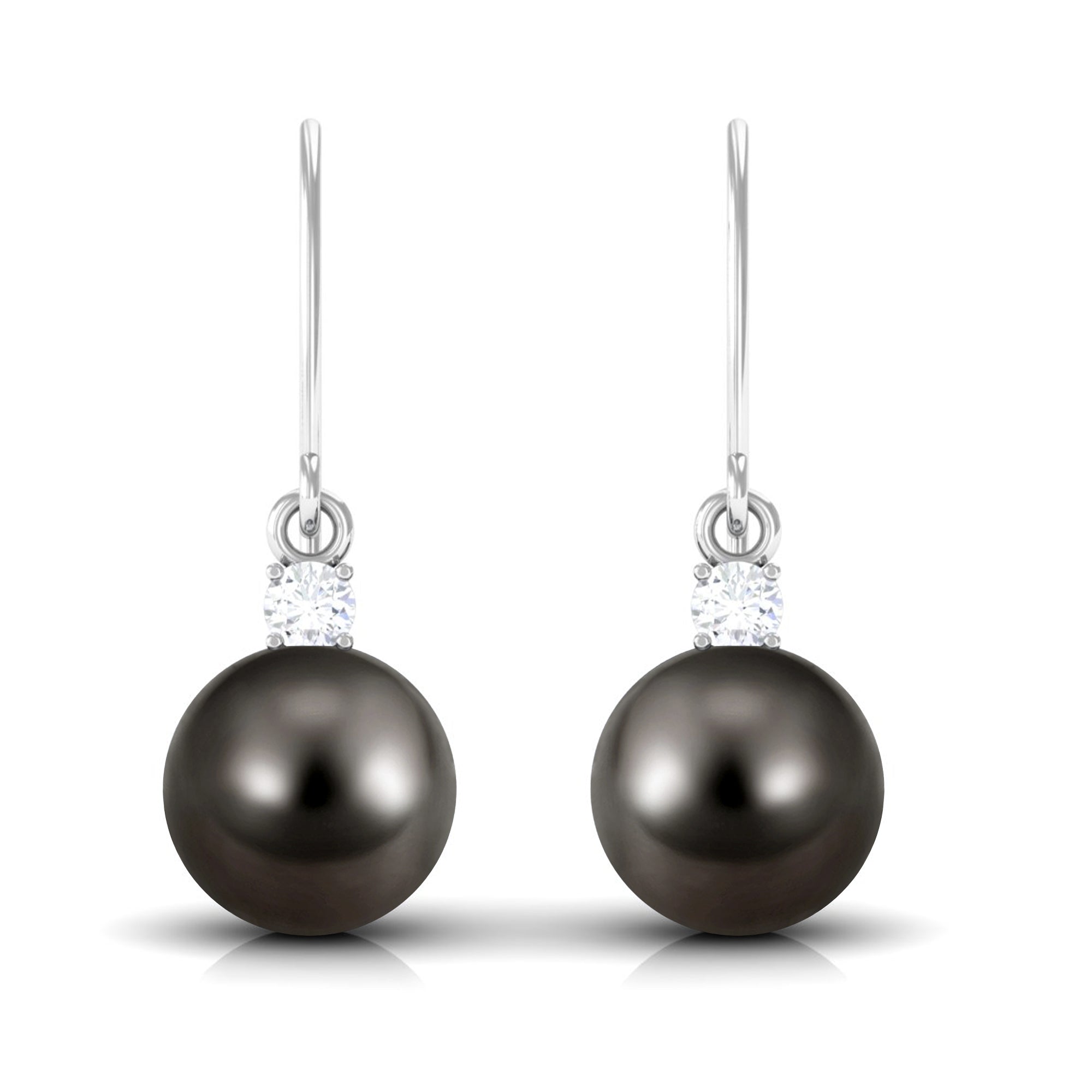 Arisha Jewels-Solitaire Tahitian Pearl Drop Earrings with Diamond