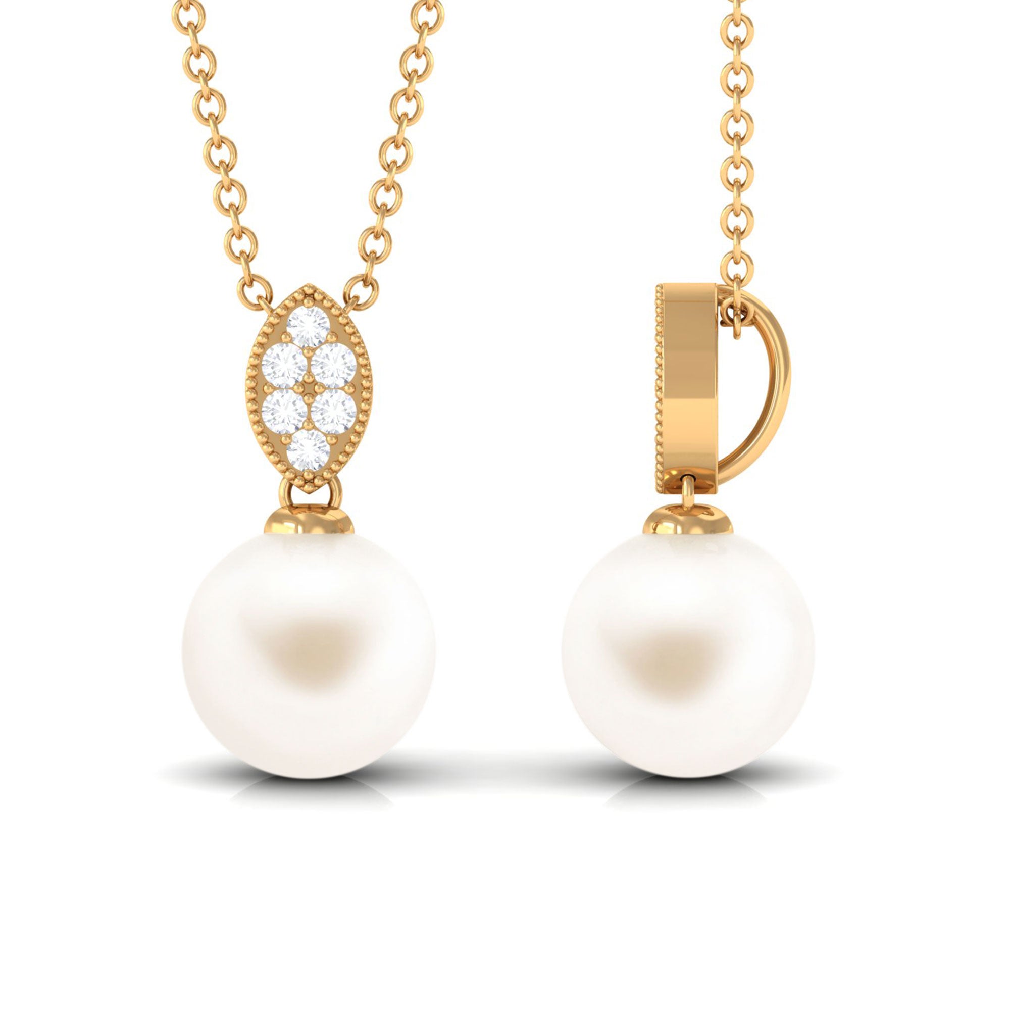 Arisha Jewels-Handpicked Freshwater Pearl Pendant with Diamond