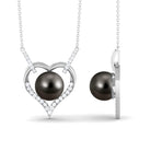 Arisha Jewels-Elegant Tahitian Pearl Heart Necklace with Diamond