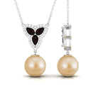 Arisha Jewels-Vintage Inspired South Sea Pearl Drop Necklace with Garnet and Diamond