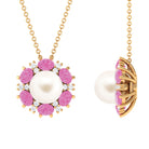 Arisha Jewels-Elegant Freshwater Pearl Pendant with Pink Sapphire