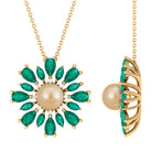 Arisha Jewels-Golden South Sea Pearl Cocktail Pendant Necklace with Emerald