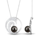 Arisha Jewels-Sea Life Inspired Black Tahitian Pearl Pendant with Diamond