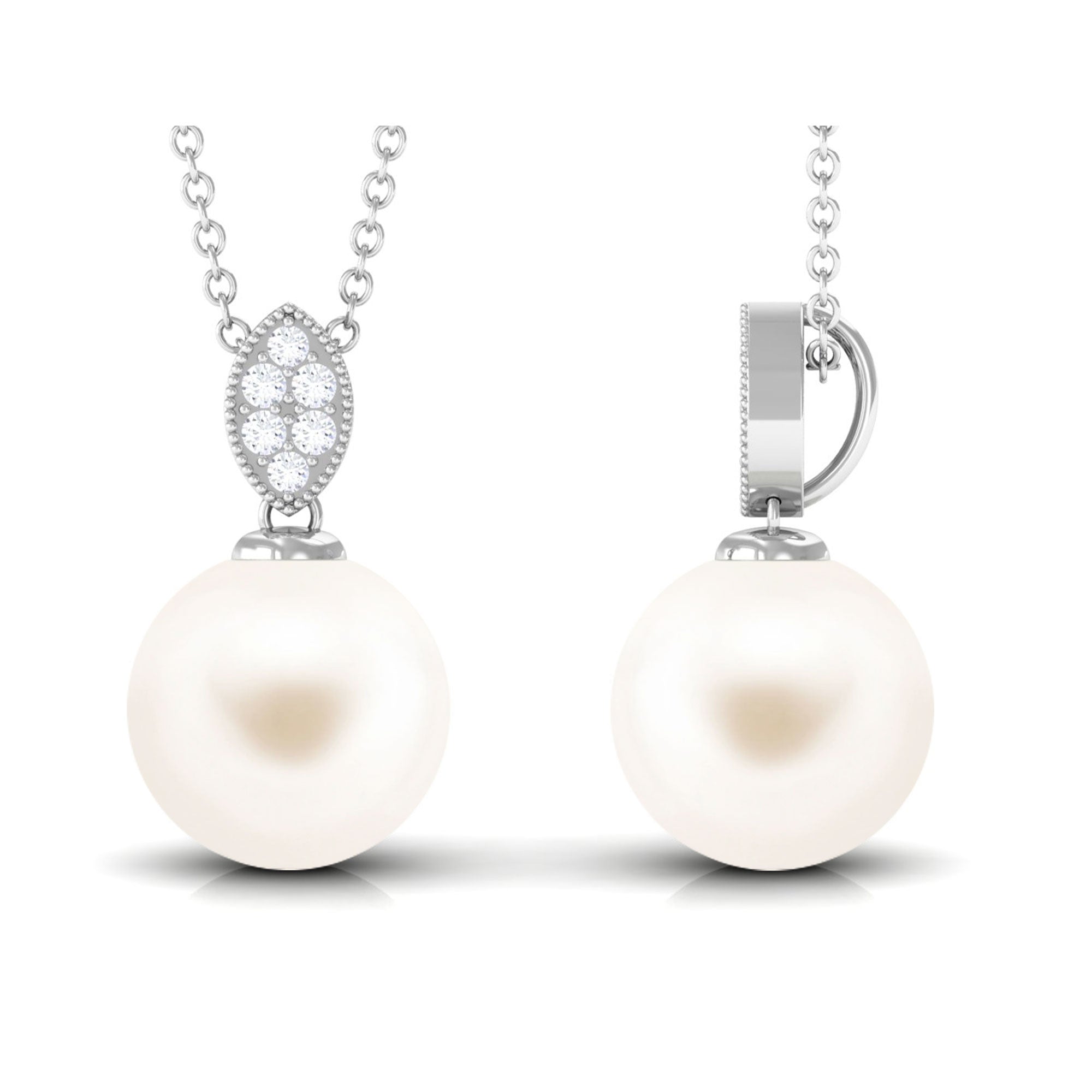 Arisha Jewels-Handpicked Freshwater Pearl Pendant with Diamond