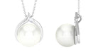 Handpicked White Pearl Solitaire Pendant with Moissanite - Arisha Jewels