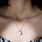 Handpicked White Pearl Solitaire Pendant with Moissanite - Arisha Jewels