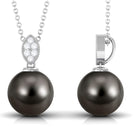 Arisha Jewels-Natural Tahitian Pearl Solitaire Pendant with Diamond