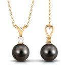 Arisha Jewels-Tahitian Black Pearl Solitaire Pendant Necklace with Diamond