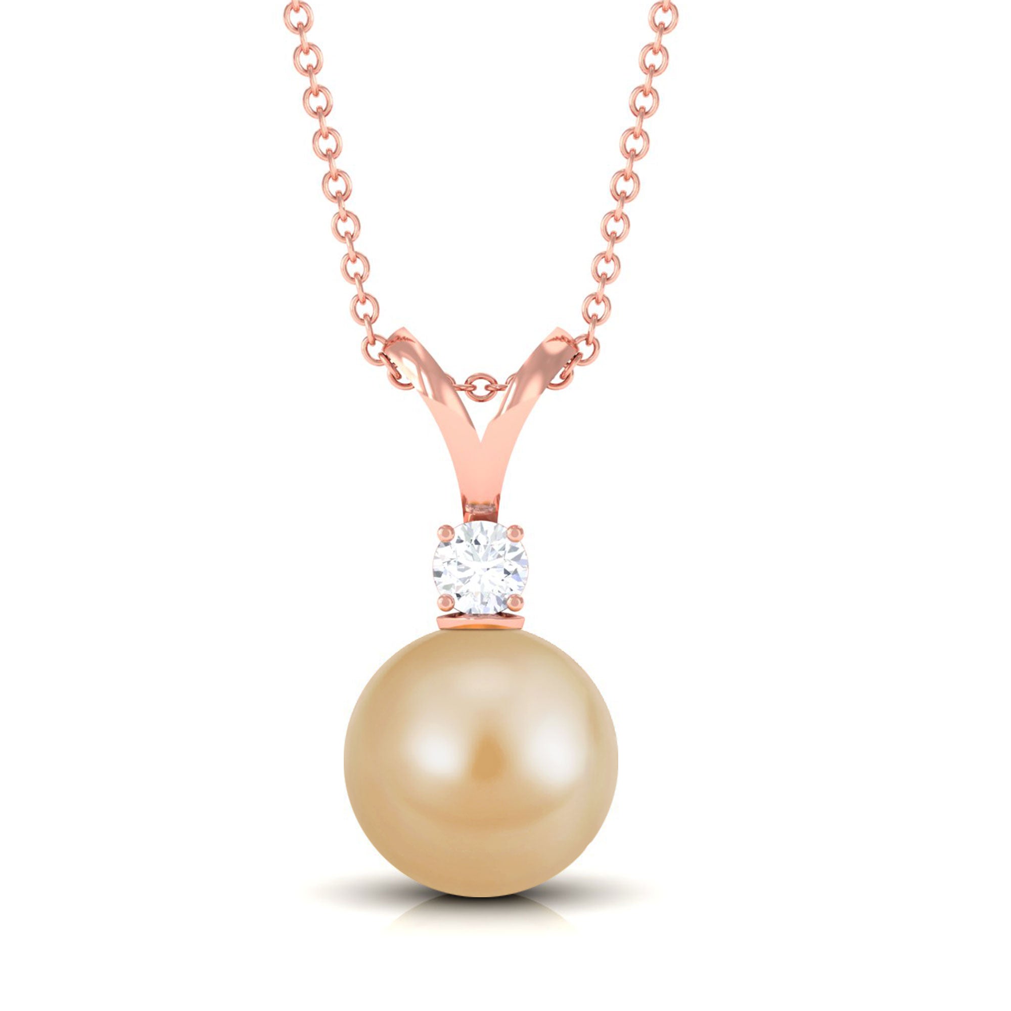 Arisha Jewels-Minimal South Sea Pearl and Diamond Pendant with Rabbit Ear Bail