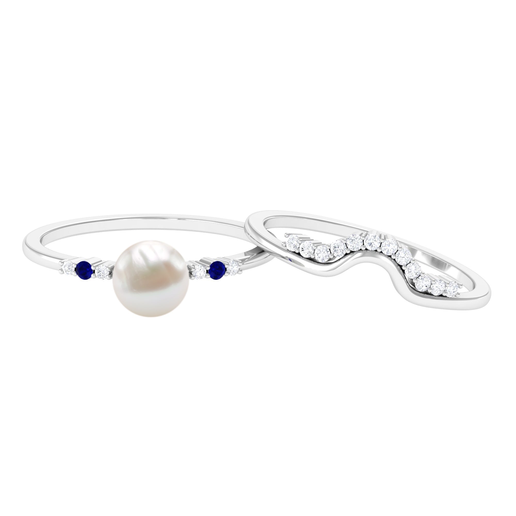 Arisha Jewels-Elegant White Pearl Ring Set for Bride
