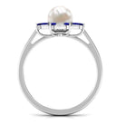 Arisha Jewels-Floral Inspired Freshwater Pearl Statement Ring with Blue Sapphire