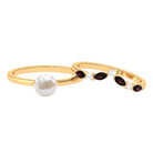 Arisha Jewels-Minimal Pearl Solitaire Ring Set with Garnet and Diamond