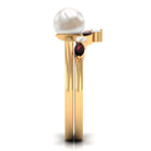 Arisha Jewels-Minimal Pearl Solitaire Ring Set with Garnet and Diamond