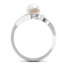 Arisha Jewels-Freshwater Pearl Bypass Engagement Ring with Diamond