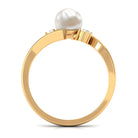 Arisha Jewels-Freshwater Pearl Bypass Engagement Ring with Diamond