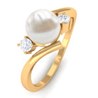 Arisha Jewels-Freshwater Pearl Bypass Engagement Ring with Diamond