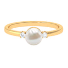 Arisha Jewels-Handpicked White Pearl Solitaire Ring with Diamond