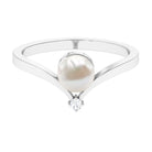 Arisha Jewels-Freshwater Pearl V Shape Ring with Diamond