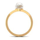 Arisha Jewels-Freshwater Pearl V Shape Ring with Diamond