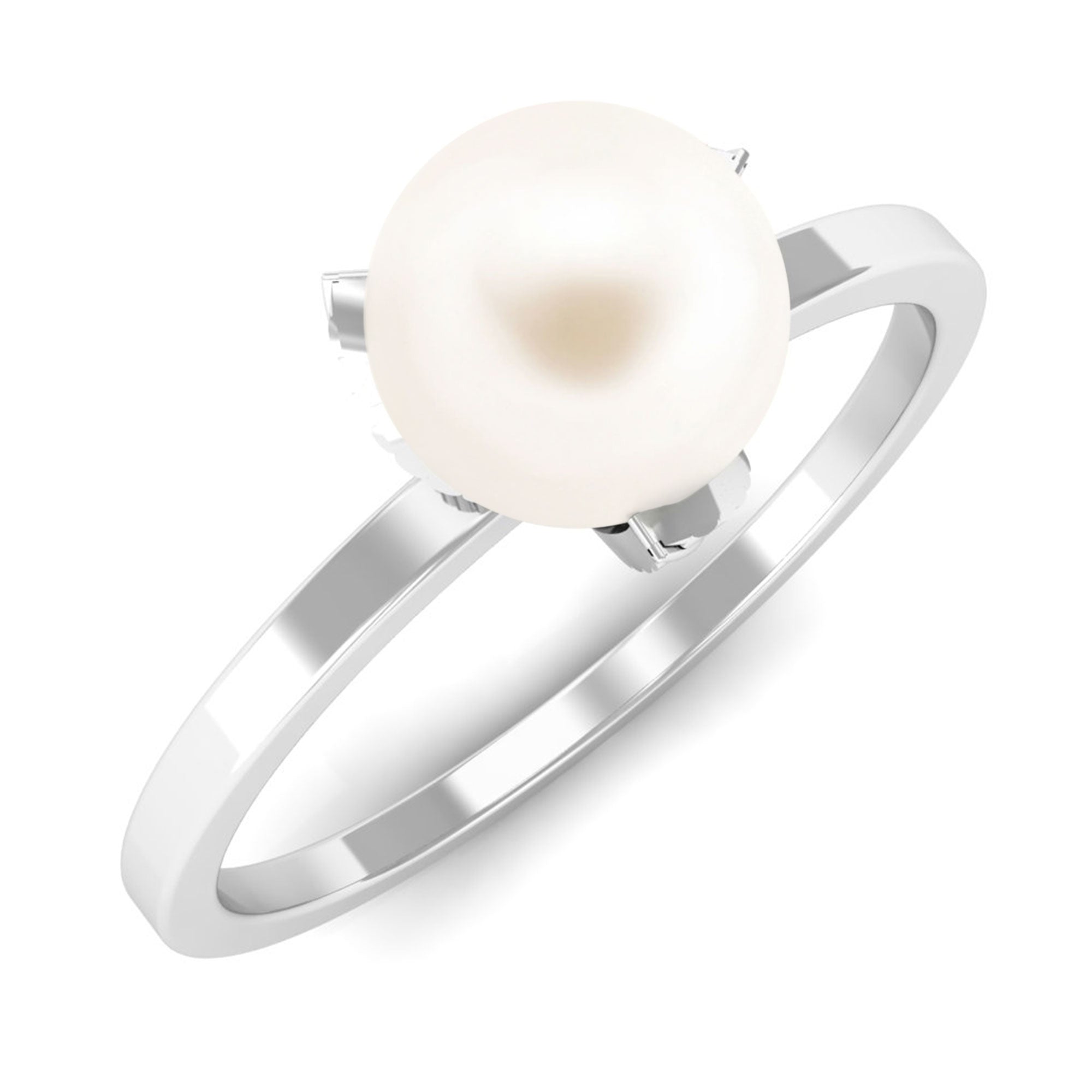 Arisha Jewels-Solitaire Freshwater Pearl Leaf Ring