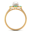 Arisha Jewels-Nature Inspired Freshwater Pearl Floral Ring with Emerald