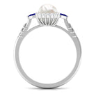 Arisha Jewels-Real Freshwater Pearl Halo Ring with Diamond and Sapphire