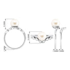 Arisha Jewels-Vintage Inspired White Pearl Bridal Ring Set with Diamond