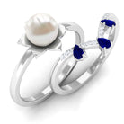 Arisha Jewels-Flower White Pearl Ring Set with V Shape Enhancer