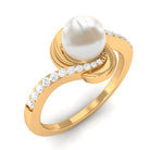 Arisha Jewels-Solitaire Freshwater Pearl Bypass Ring with Diamond