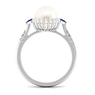 Arisha Jewels-Real Freshwater Pearl Halo Ring with Diamond and Sapphire