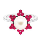 Arisha Jewels-Statement Freshwater Pearl Floral Ring with Ruby