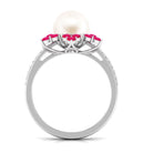 Arisha Jewels-Statement Freshwater Pearl Floral Ring with Ruby