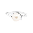 Arisha Jewels-Freshwater Pearl Bypass Engagement Ring with Diamond