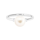 Arisha Jewels-Handpicked White Pearl Solitaire Ring with Diamond