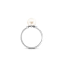 Arisha Jewels-Handpicked White Pearl Solitaire Ring with Diamond