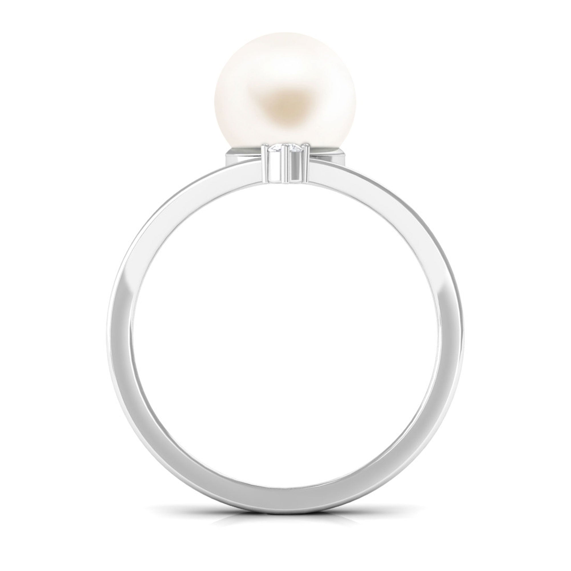 Arisha Jewels-Freshwater Pearl V Shape Ring with Diamond