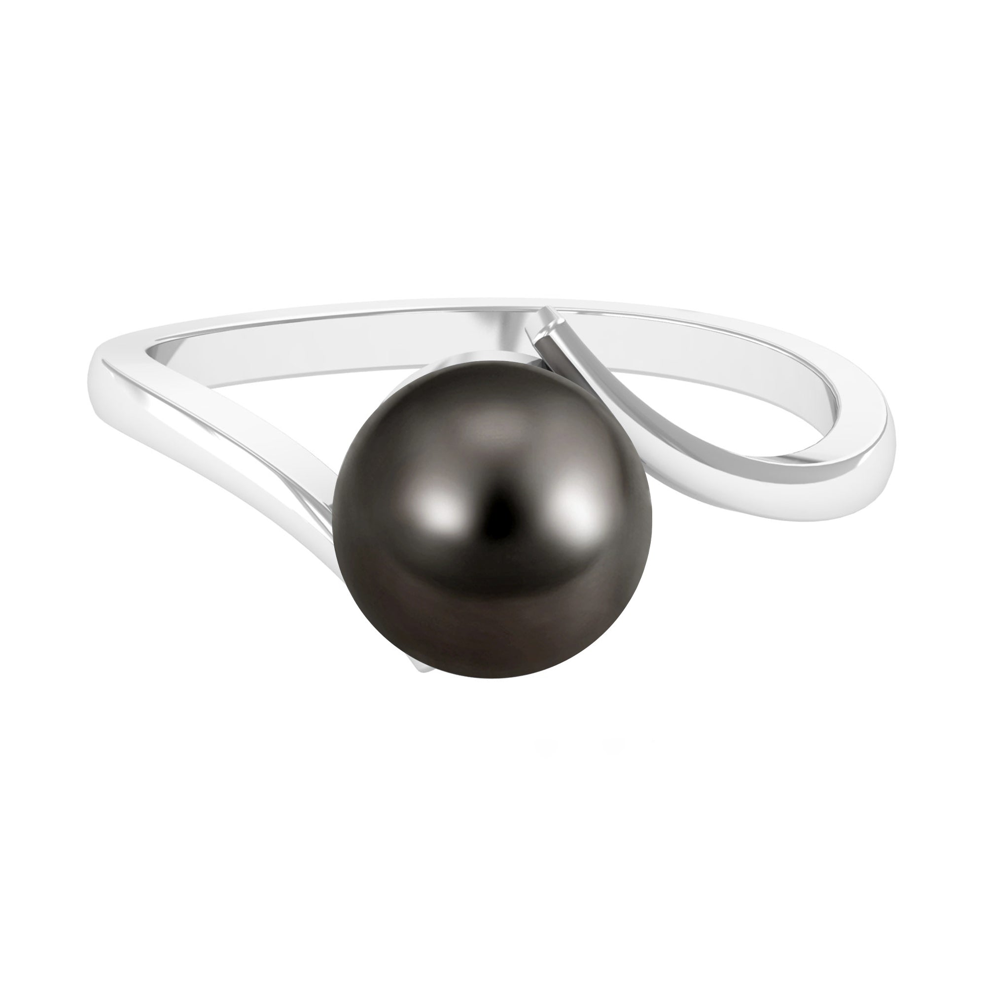 Arisha Jewels-Minimalist Tahitian Pearl Solitaire Bypass Ring