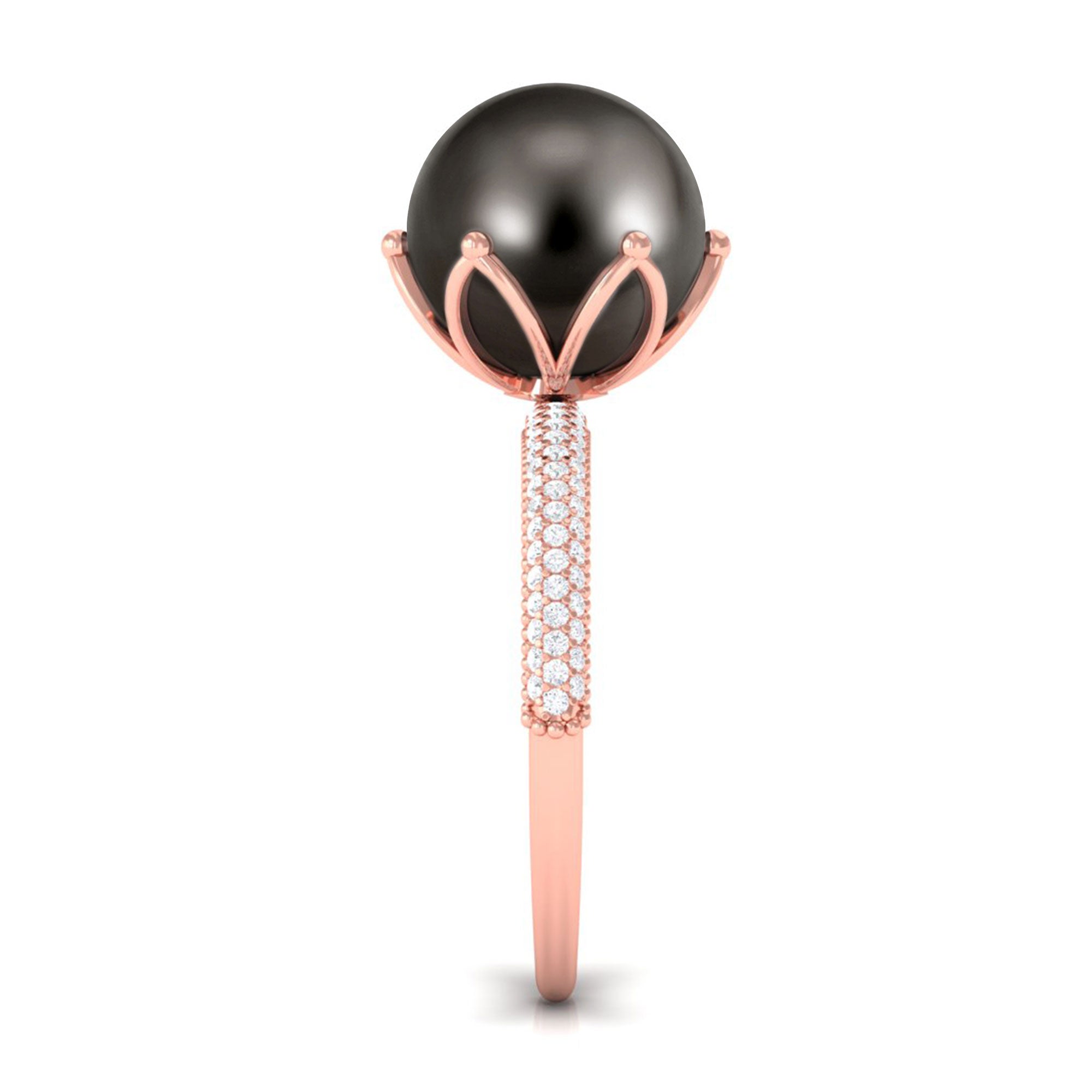 Arisha Jewels-Tahitian Pearl Solitaire Engagement Ring with Diamond