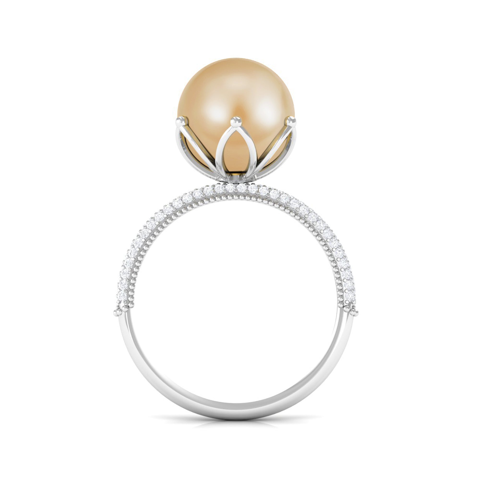 Arisha Jewels-South Sea Pearl Solitaire Engagement Ring with Diamond