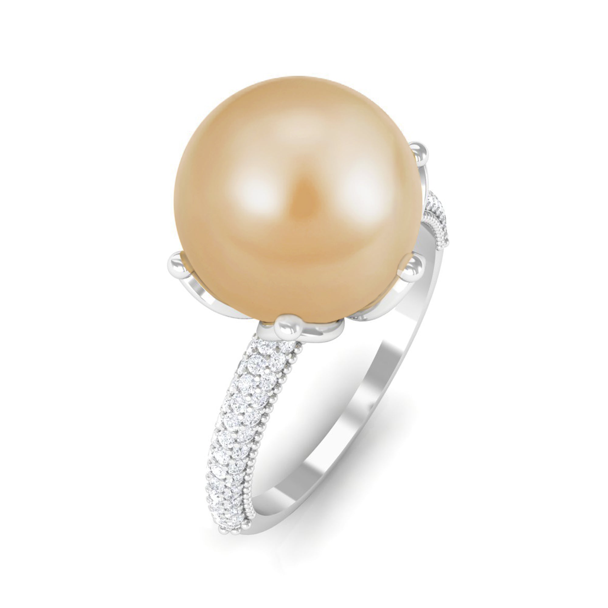 Arisha Jewels-South Sea Pearl Solitaire Engagement Ring with Diamond