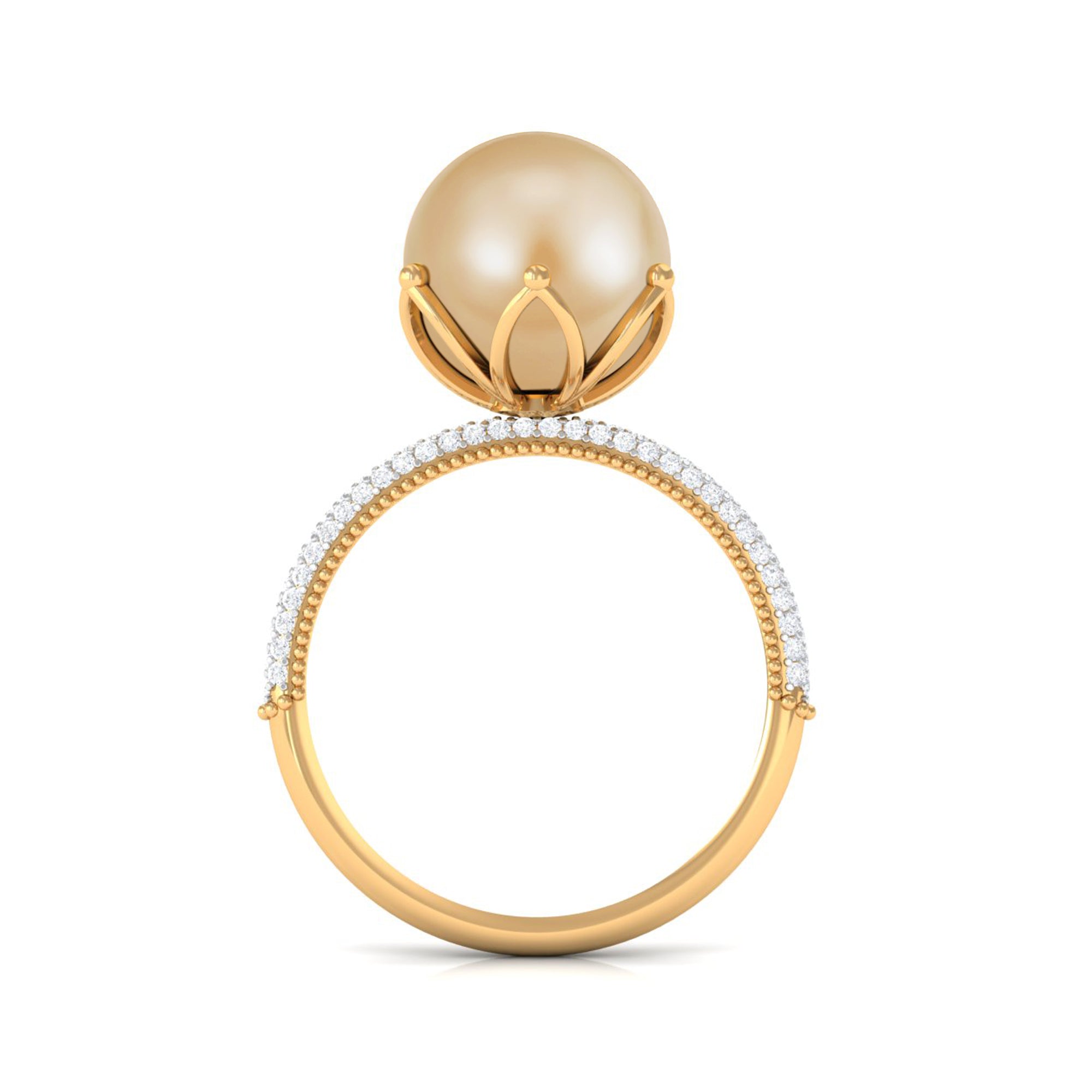 Arisha Jewels-South Sea Pearl Solitaire Engagement Ring with Diamond