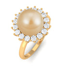 Arisha Jewels-South Sea Pearl Halo Engagement Ring with Diamond